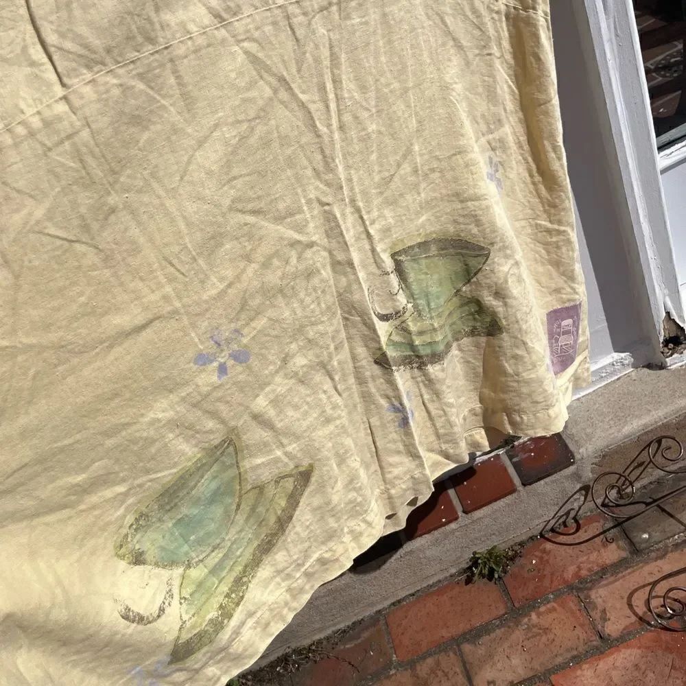 Blue Fish Hand Painted Linen Dress - Picture 9 of 14